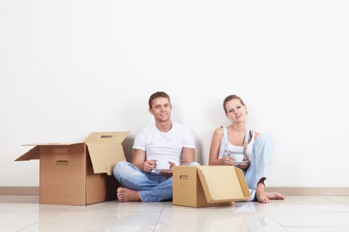 Commercial furniture and boxes prepared for office relocation